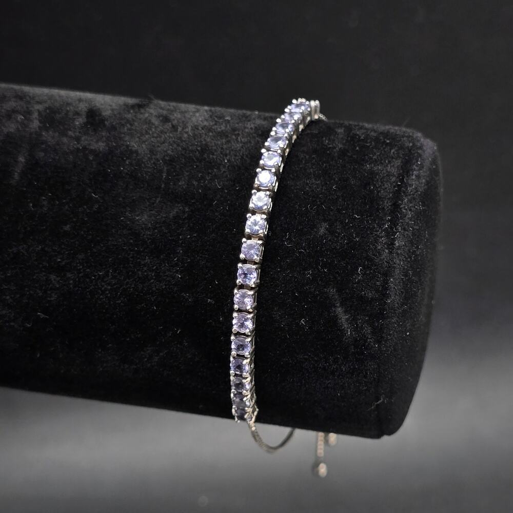 Sterling Silver Purple Tanzanite Bracelet Slide Chain FAS 925